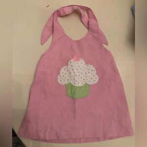 Castles and Crowns Pink Kids Apron top with Cupcake Applique